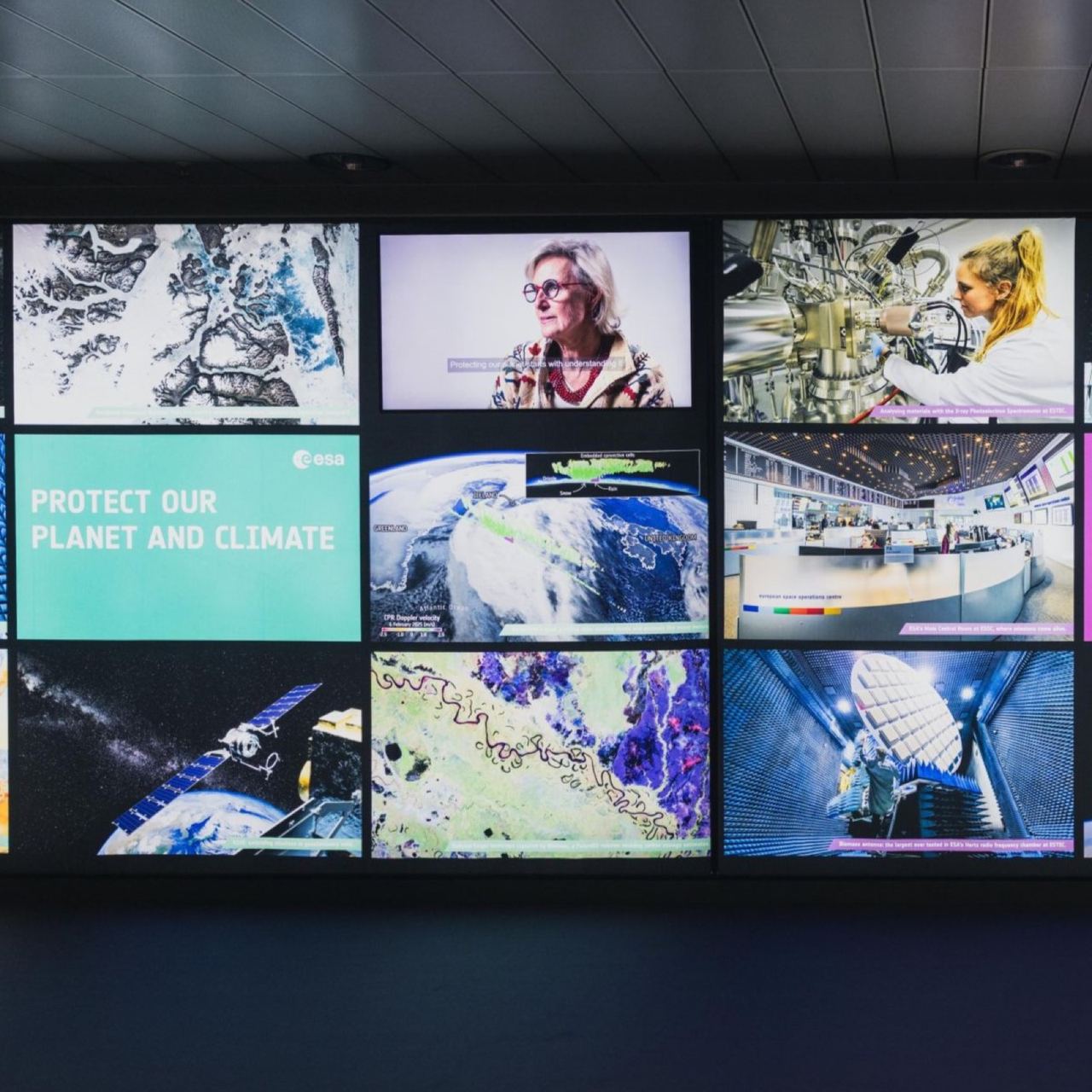 A display wall of Earth observation imagery