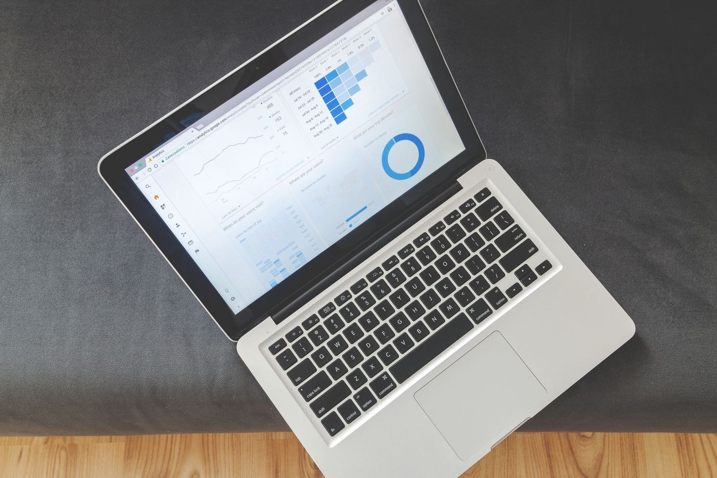 An open laptop showing a chart of measured values